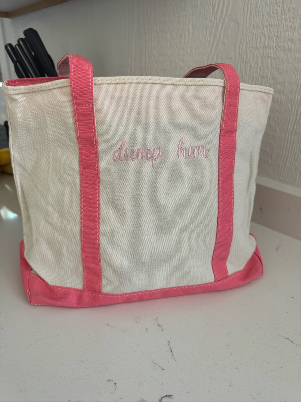 Dump Him Canvas Embroidered Tote Bag